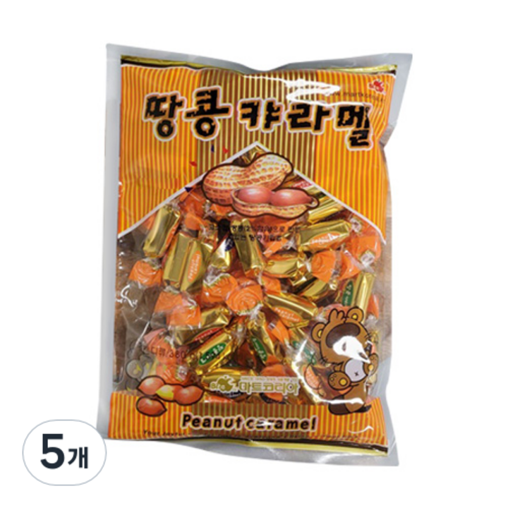 리소하우스 대용량 입가심 땅콩카라멜 사탕, 380g, 5개