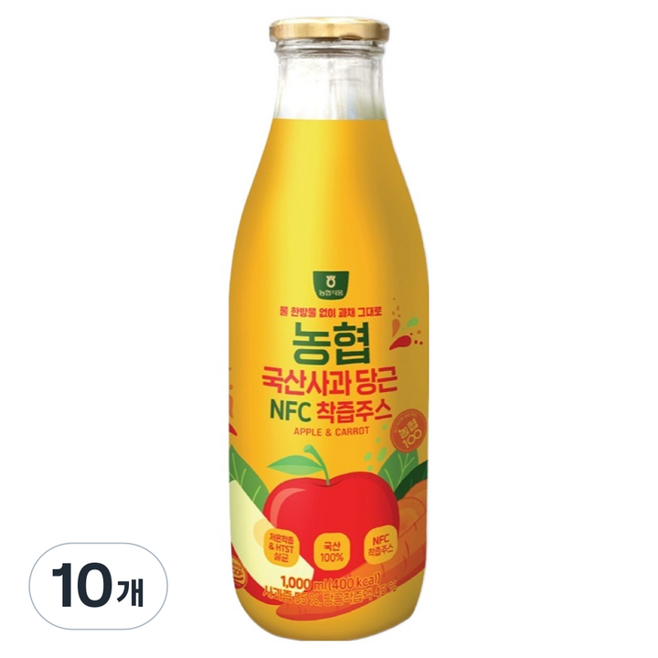 농협식품 사과당근 NFC 착즙주스, 10개, 1L