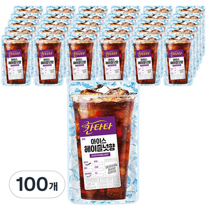 칸타타 아이스 헤이즐넛향 파우치 커피, 190ml, 100개