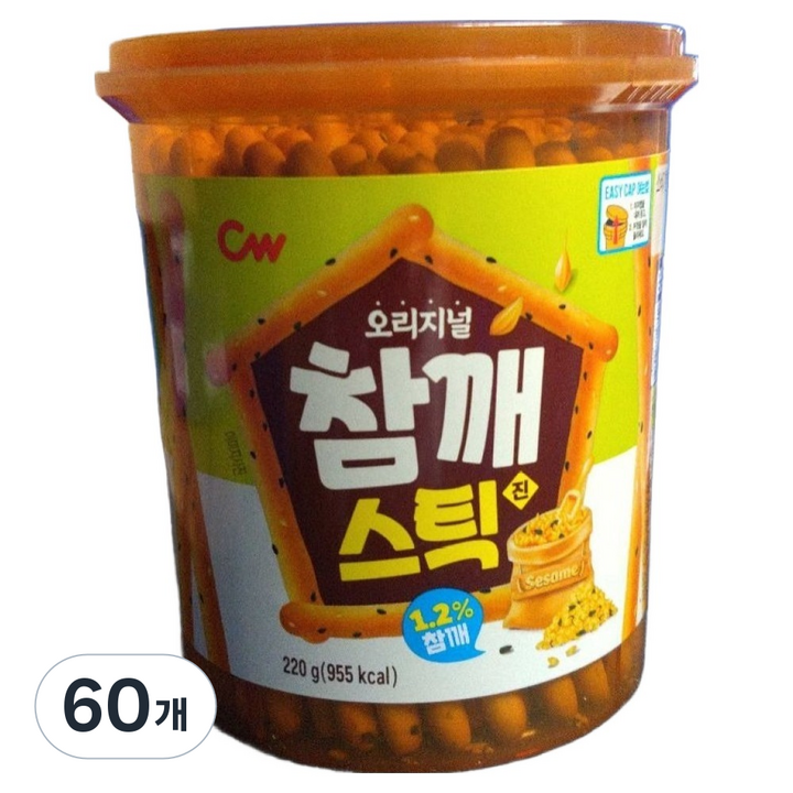 청우식품 참깨스틱 진, 220g, 60개