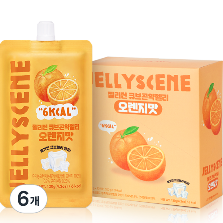젤리씬 큐브곤약젤리 오렌지맛 10p, 120g, 6개