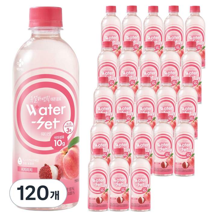 CJ제일제당 워터셋 듀얼바이오틱 이온음료 피치리치, 120개, 500ml