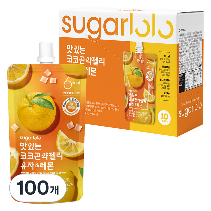 슈가로로 맛있는 코코 곤약젤리 유자 레몬, 150g, 100개