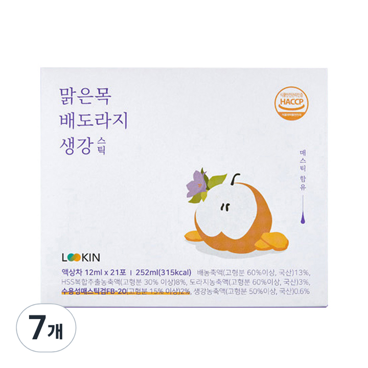 루킨 맑은목 배도라지 생강 스틱, 252ml, 7개