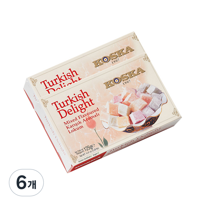 코스카 터키쉬딜라이트 터키젤리 디저트 과자 카이막 로쿰 믹스플레이버, 125g, 6개
