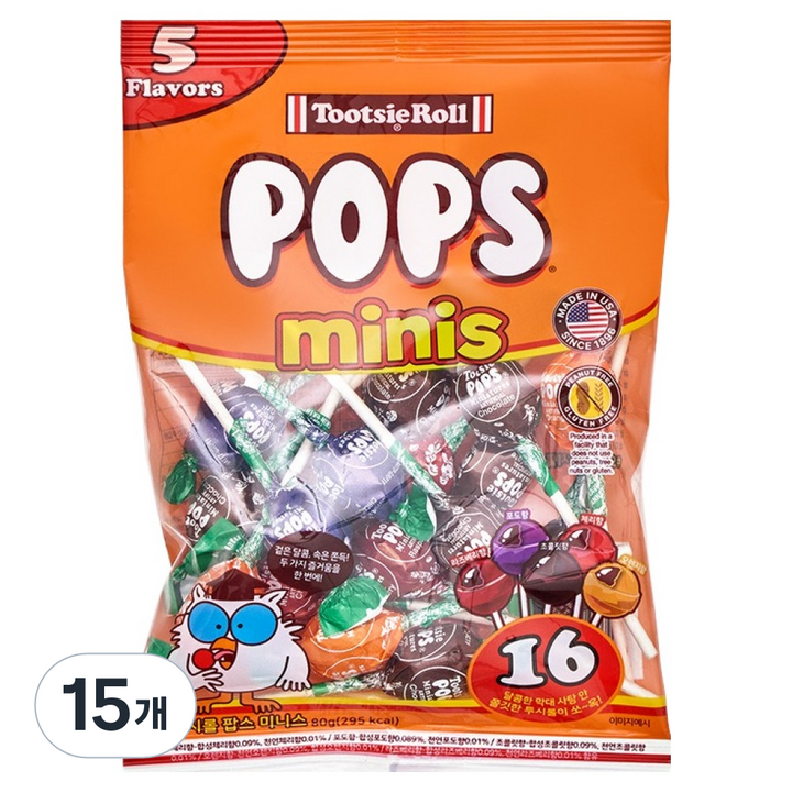 투시롤 팝스 미니스 캔디, 80g, 15개