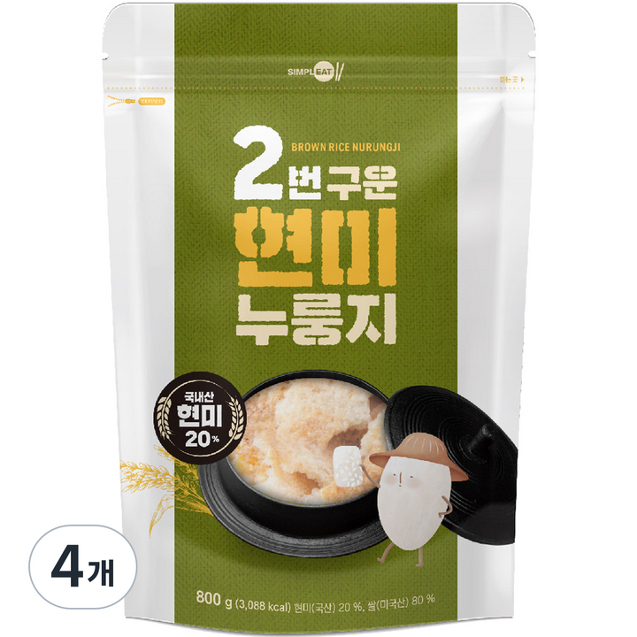 심플잇 2번 구운 현미 누룽지, 4개, 800g