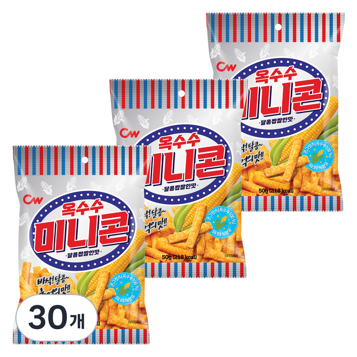 청우식품 옥수수 미니콘, 30개, 50g