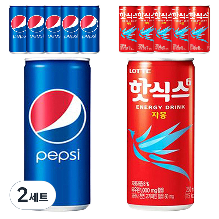 펩시콜라 250ml x 6p + 핫식스 자몽 250ml x 6p, 2세트
