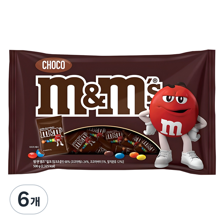 엠앤엠즈 밀크 펀사이즈 초콜릿, 500g, 6개