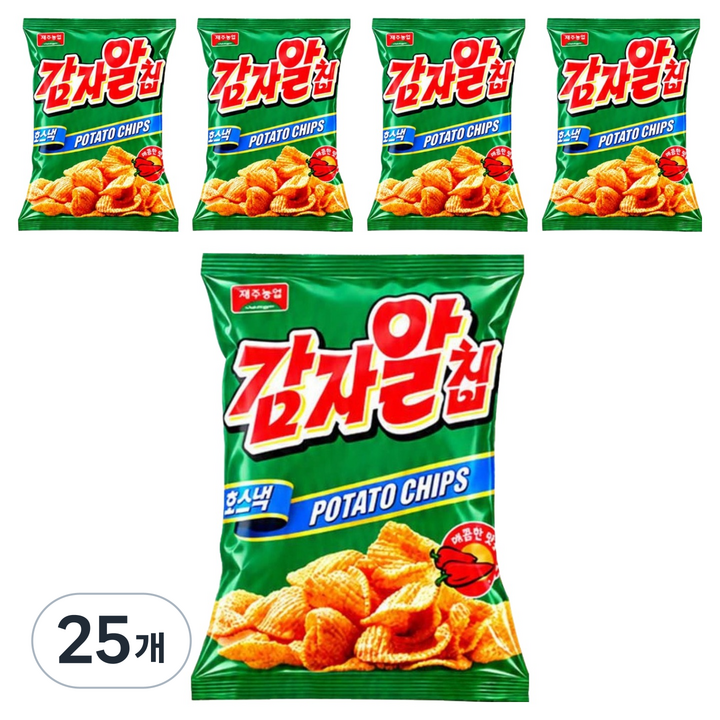 감자알칩 스낵 매콤한맛, 27g, 25개