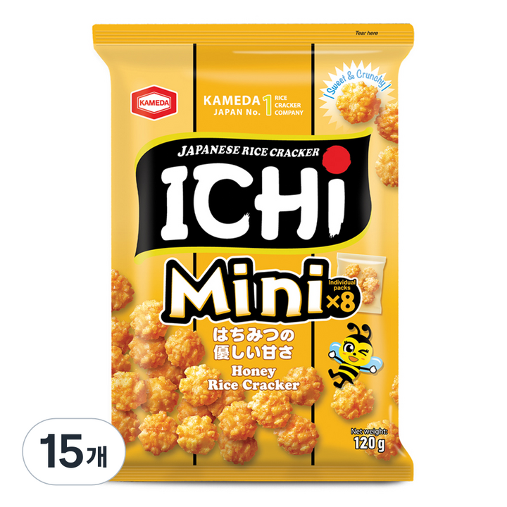카메다 이치 쌀과자 미니 허니, 120g, 15개