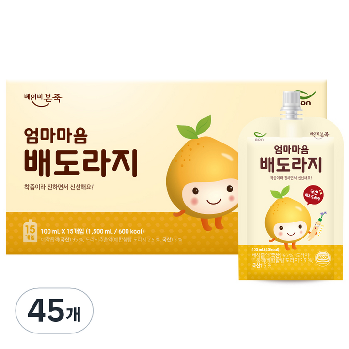베이비본죽 엄마마음 배도라지즙, 100ml, 45개