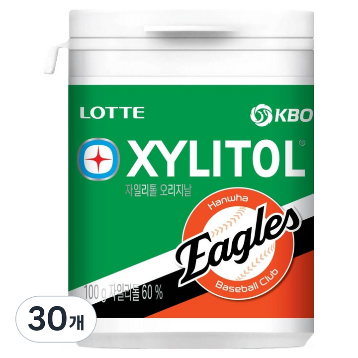 롯데자일리톨 KBO 오리지날 껌 한화 이글스, 100g, 30개