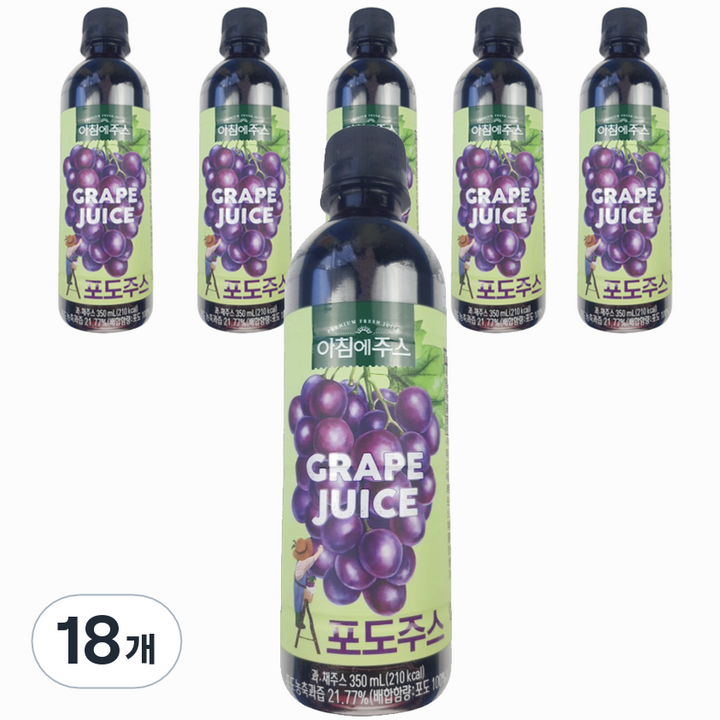 서울우유 아침에주스 포도주스, 350ml, 18개