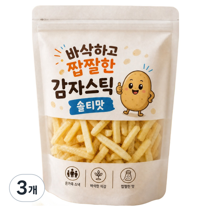 바삭하고 짭짤한 감자스틱 솔티맛, 500g, 3개
