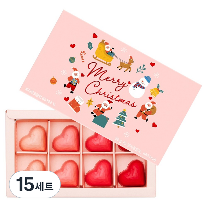 카카오리퍼블릭 크리스마스 스위트하트 수제초콜릿 4종 x 2p 선물세트, 90g, 15세트