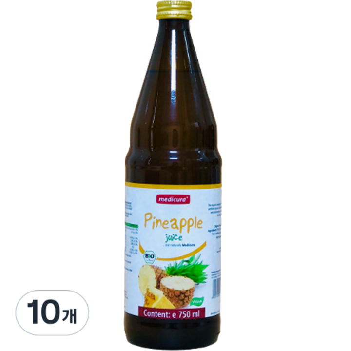 메디큐라 NFC 유기농 파인애플 원액 주스, 10개, 750ml
