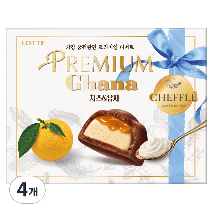 가나 프리미엄 치즈 & 유자 치플레, 72g, 4개