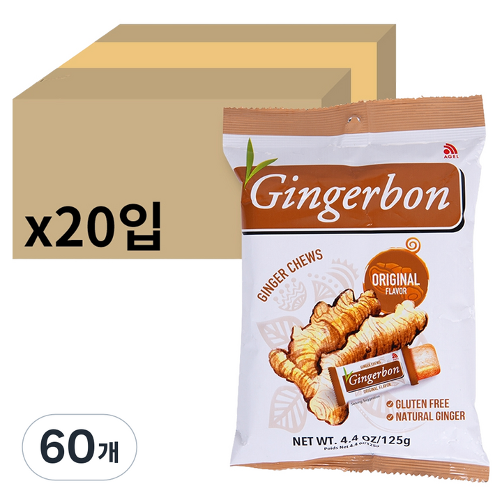 진저본 오리지널 생강 츄이캔디, 125g, 60개