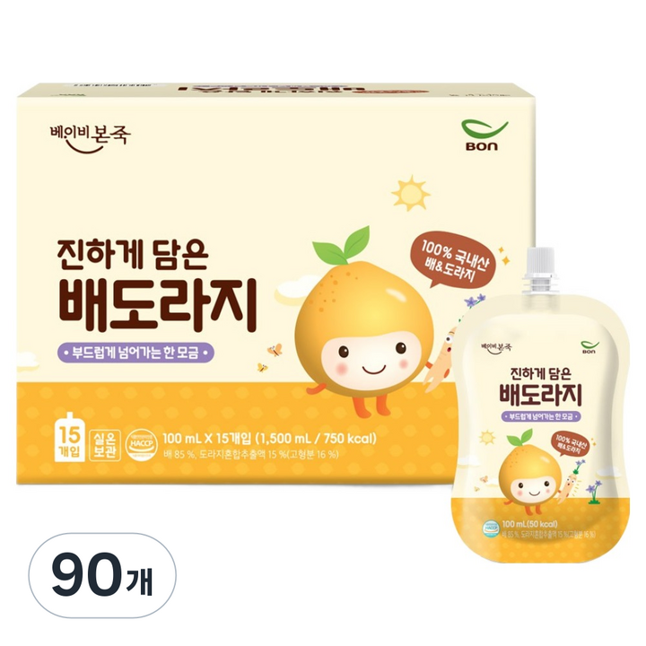 베이비본죽 진하게 담은 배도라지, 90개, 100ml
