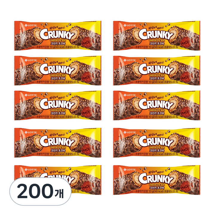 롯데웰푸드 크런키 초코바, 30g, 200개