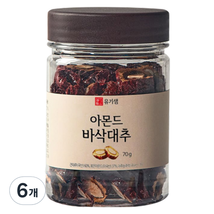유기샘 아몬드 바삭대추, 70g, 6개