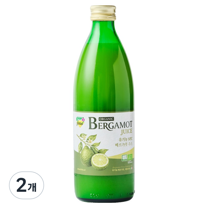 유로푸드 유기농 NFC 베르가못 주스, 2개, 500ml