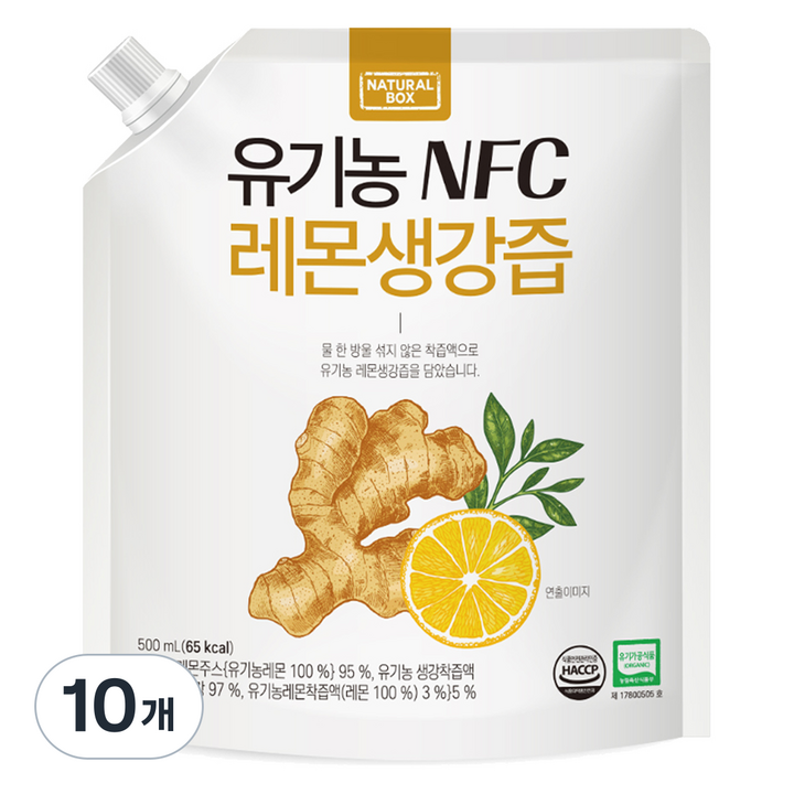 내추럴박스 유기농 NFC 레몬생강 착즙주스, 500ml, 10개