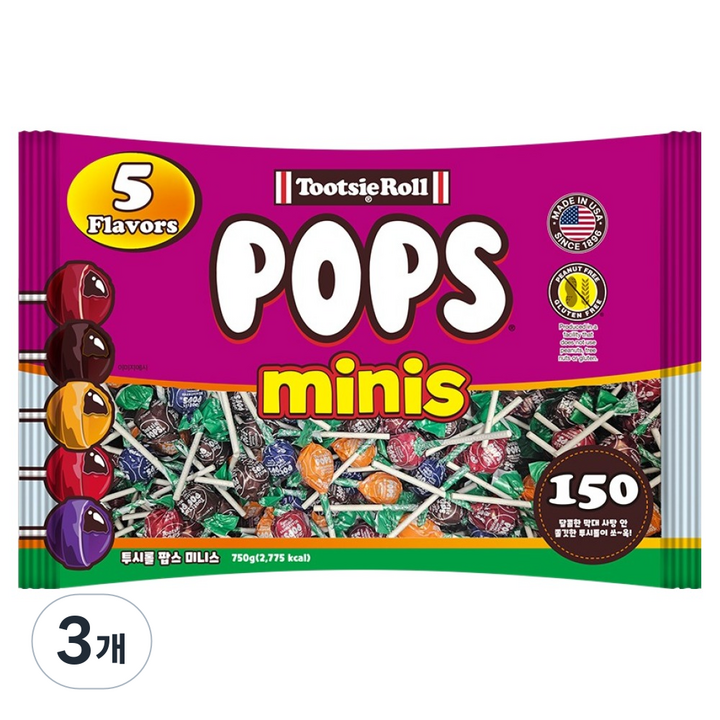 투시팝 팝스 미니스 캔디, 750g, 3개