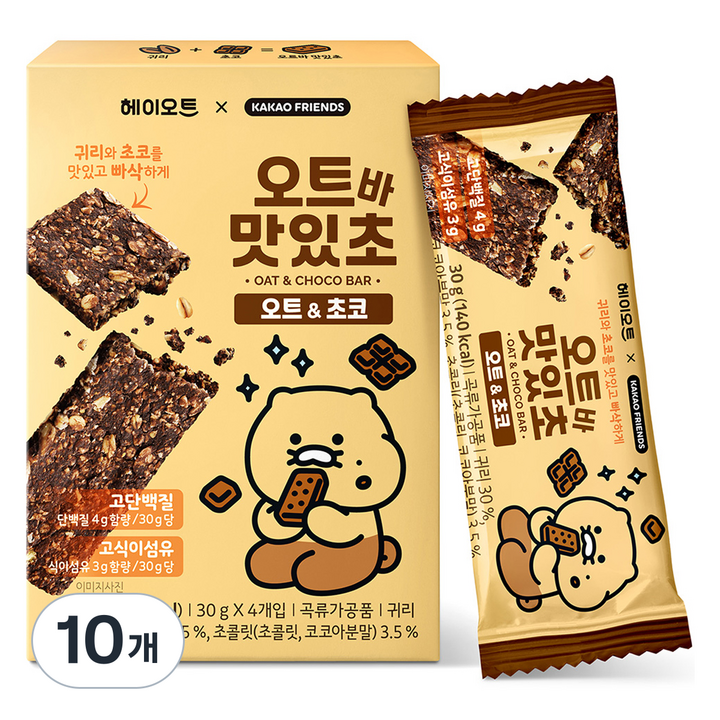 헤이오트 오트바 맛있초 초코맛 4p, 120g, 10개