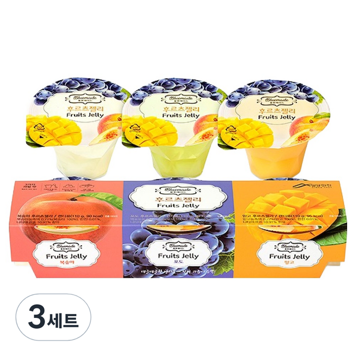 밀양한천 블루메이드 떠먹는 후르츠젤리 세트 330g, 110g, 3세트