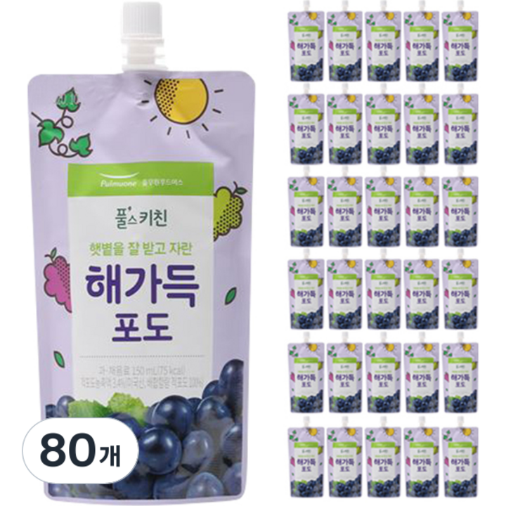풀무원 풀스키친 해가득 포도주스, 150ml, 80개