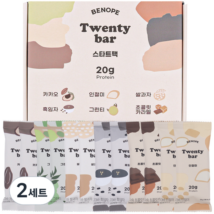 베노프 20바 프로틴바 스타트팩 6종 x 2p 세트, 692g, 2세트
