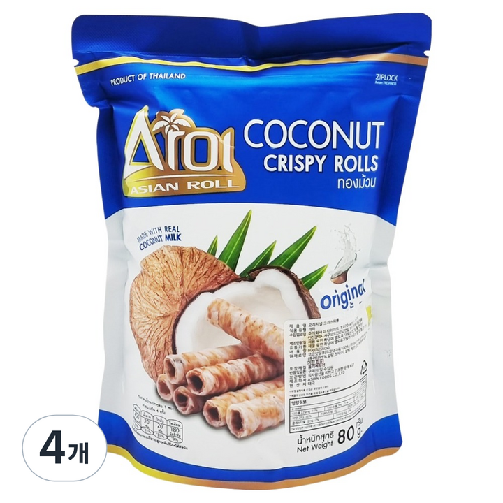 아로이 코코넛롤 크리스피롤 오리지날, 80g, 4개