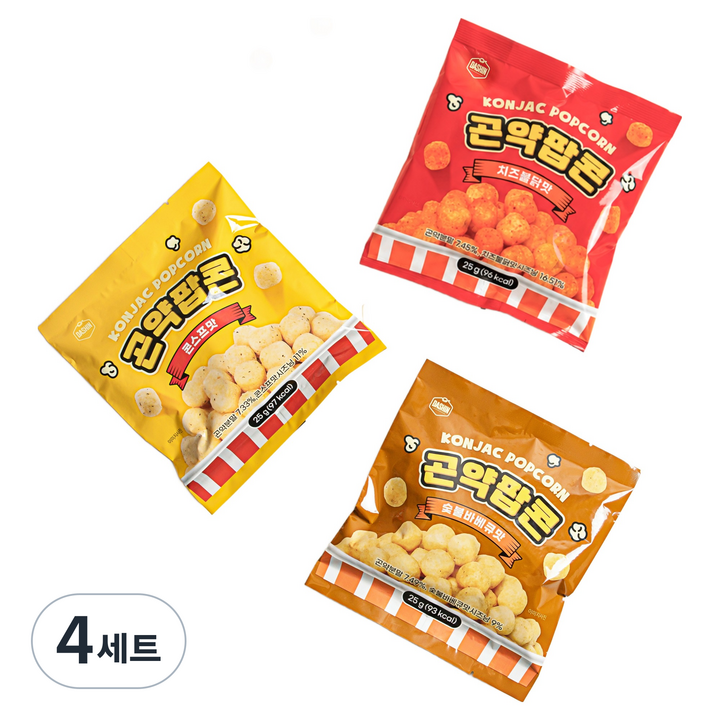 다신 곤약팝콘 25g x 3종 세트, 4세트
