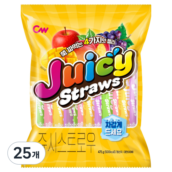 청우식품 쥬시스트로우 젤리, 475g, 25개