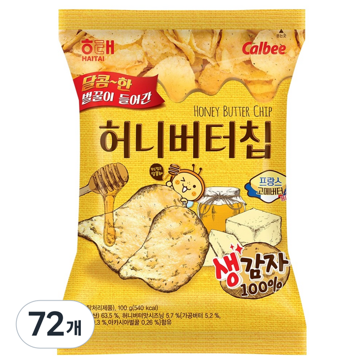 해태제과 허니버터칩, 100g, 72개