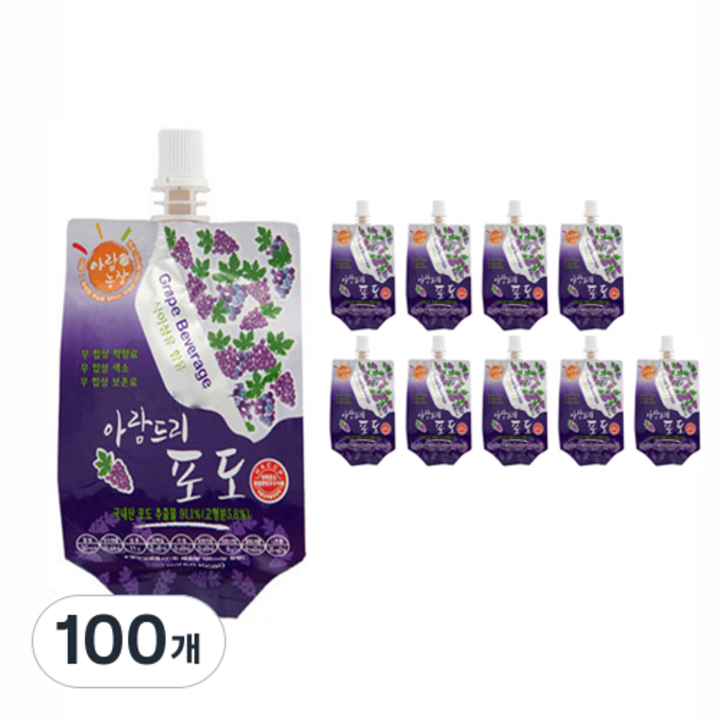아람농장 포도 주스, 100개, 120ml