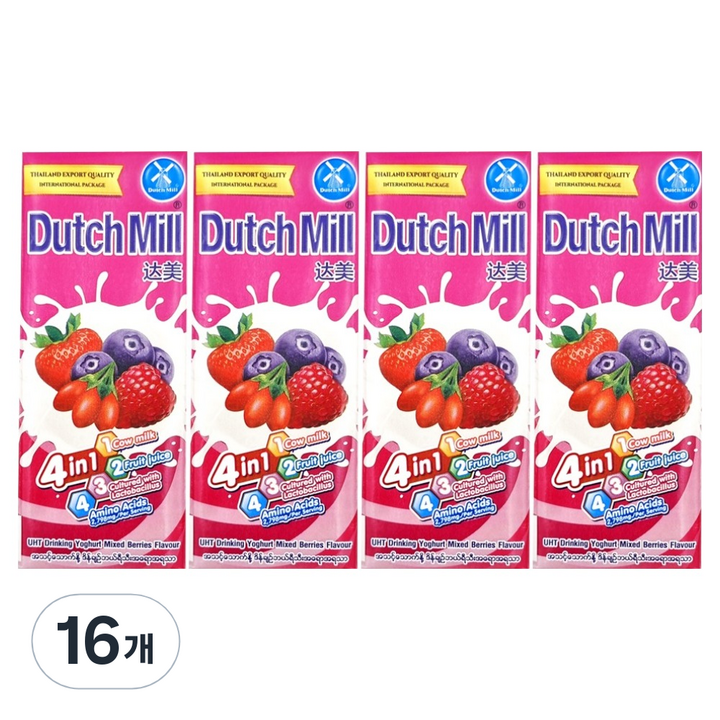 더치밀 요거트 드링크 믹스베리맛, 16개, 180ml
