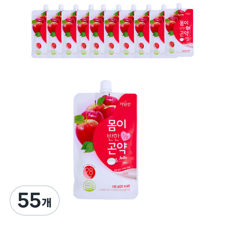 자담선 몸이반한 곤약젤리 디저트 사과맛, 130g, 55개