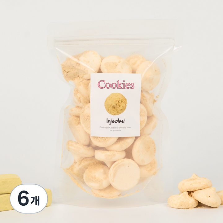 아리감성 인절미 머랭쿠키 지퍼팩형, 6개, 고소한 인절미 700ml, 70g