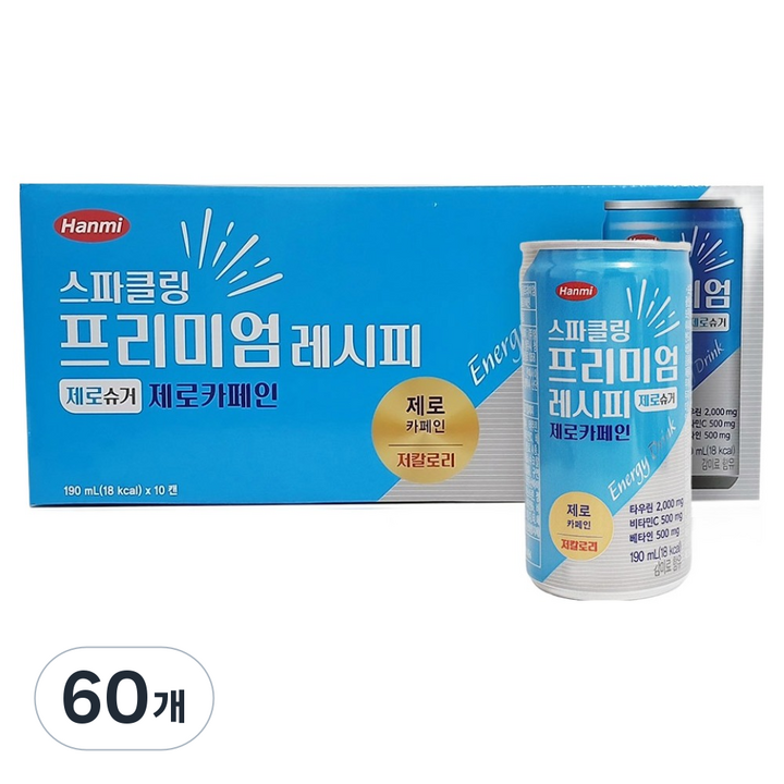 한미헬스 사이언스 스파클링 프리미엄 레시피 제로슈가 제로카페인, 60개, 190ml