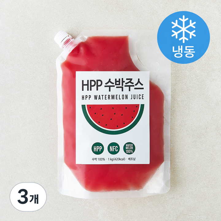 솜인터내셔널 땡모반 HPP 수박주스 (냉동), 1kg, 3개