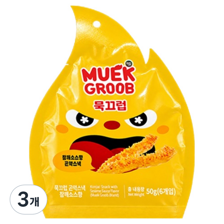 묵끄럽 마라곤약스낵 참깨소스맛, 50g, 3개