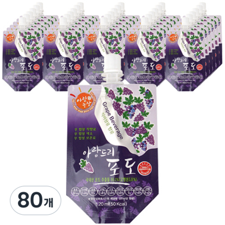 아람농장 아람드리 포도주스, 120ml, 80개
