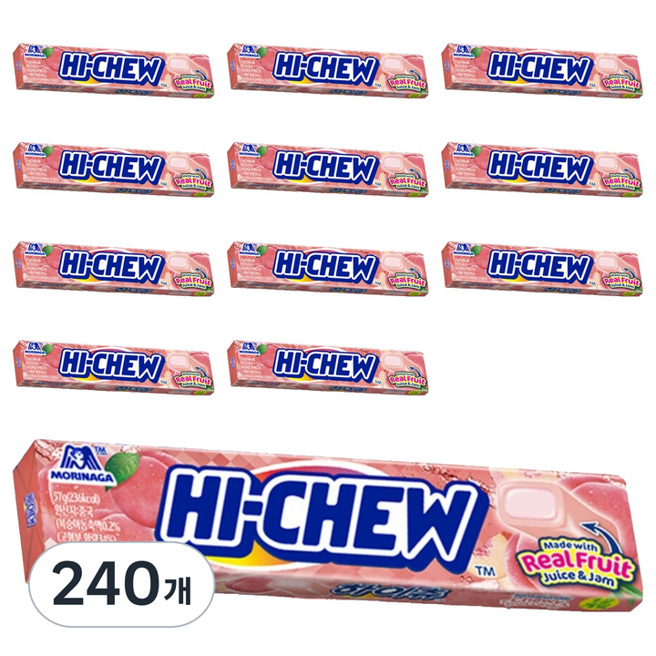 모리나가 하이츄 복숭아맛, 57g, 240개
