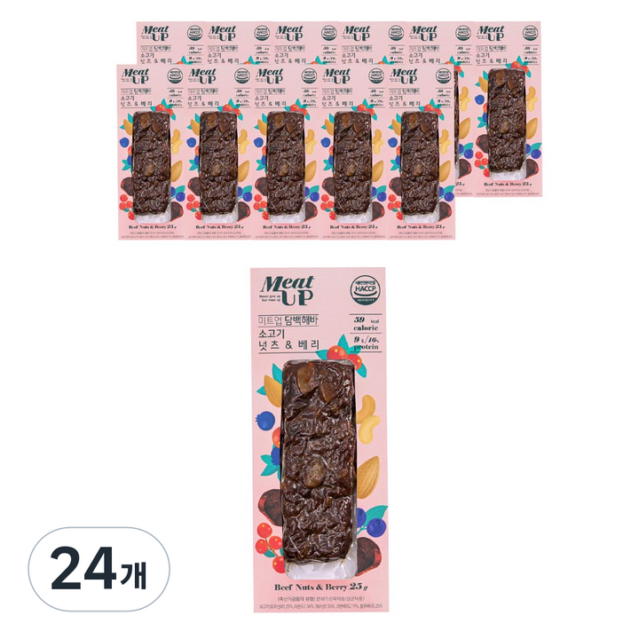 미트업 소고기로 만든 수제 단백질바 (넛츠앤베리), 25g, 24개