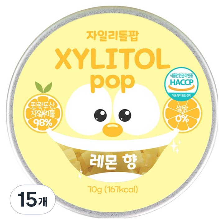 자일리톨팝 틴케이스 레몬비타민, 70g, 15개
