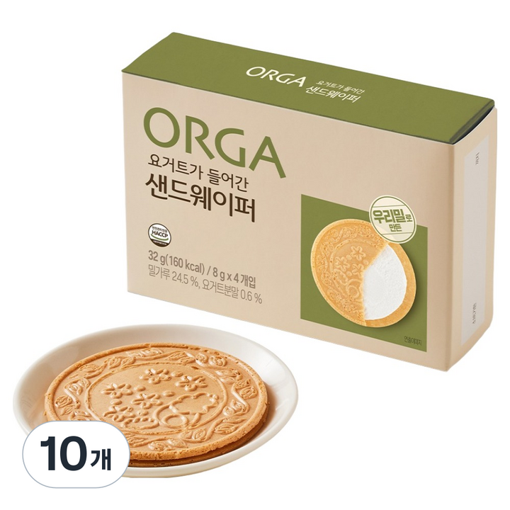 ORGA 요거트가 들어간 샌드웨이퍼, 요거트맛, 32g, 10개